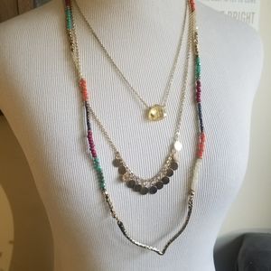 Boho multi chain metal beads necklace